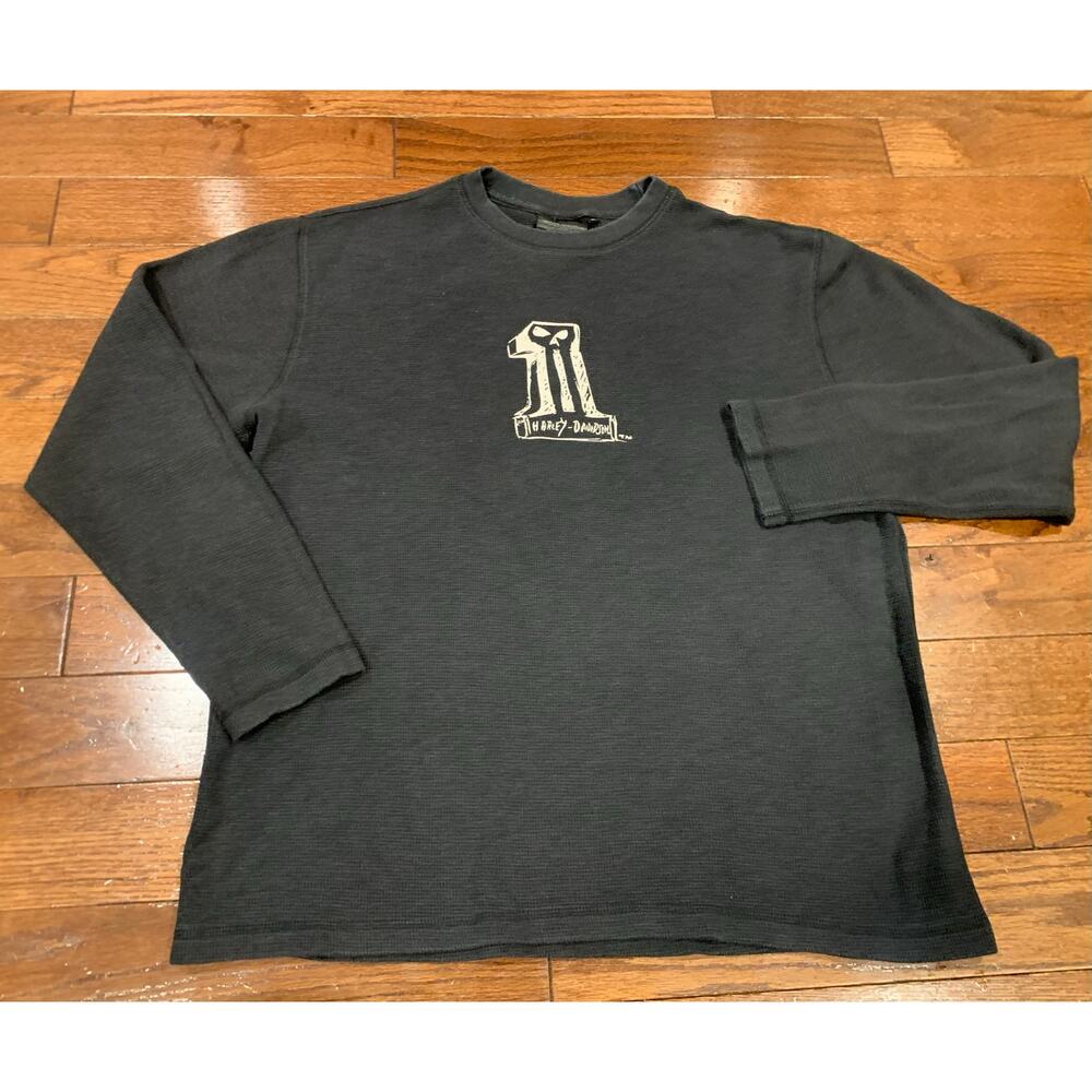 Harley Davidson Thermal L Skull Logo BikerCore Grunge‎ Streetwear
